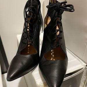 Banana Republic Black Lace Up Booties Zip up the Back